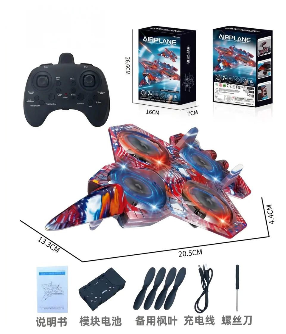Toy Remote Control Plane One-Touch Takeoff Easy Operation Stable Flight High-Quality Materials Colorful Lights