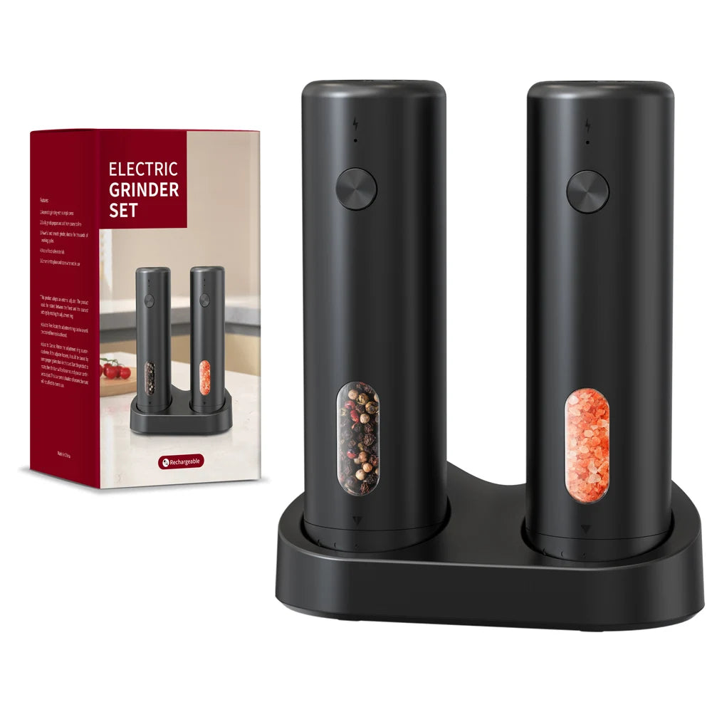 1pc/2pcs MINI USB Rechargeable Automatic Pepper Grinder Adjustable Coarseness Salt And Pepper Mill for Kitchen Spice Grinder