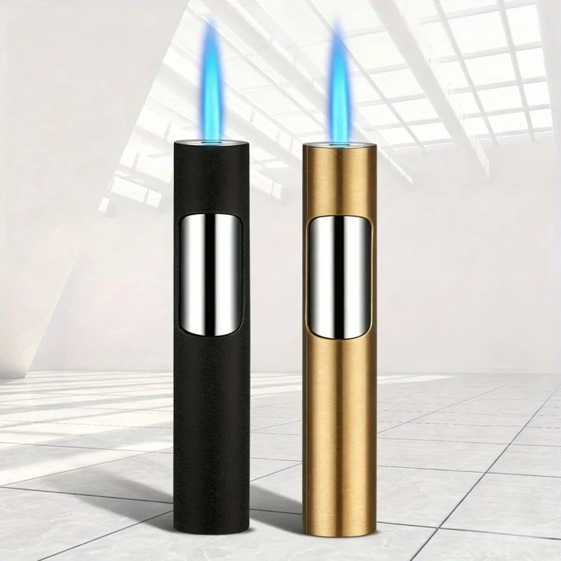 Cool Torch Lighter Windproof Blue Jet Flame Mini Portable Refillable Butane Adjustable Flame Gift for Candles Men's Gift