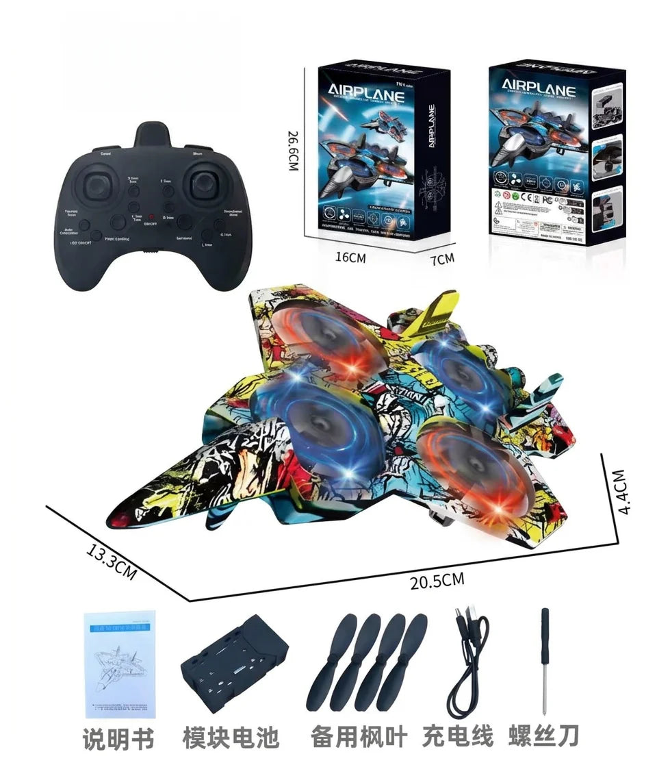 Toy Remote Control Plane One-Touch Takeoff Easy Operation Stable Flight High-Quality Materials Colorful Lights