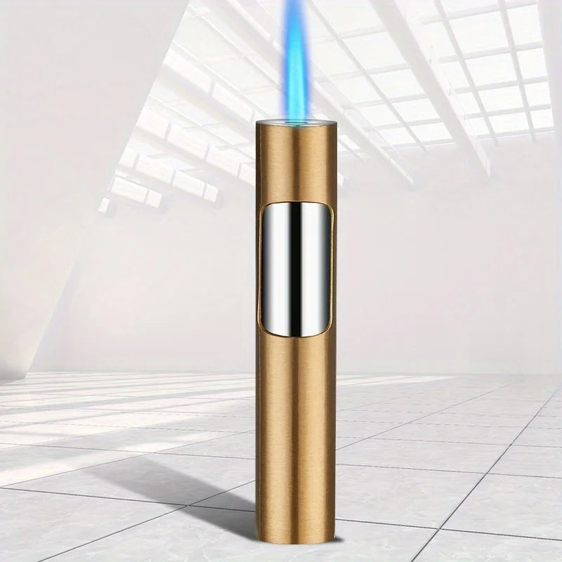 Cool Torch Lighter Windproof Blue Jet Flame Mini Portable Refillable Butane Adjustable Flame Gift for Candles Men's Gift