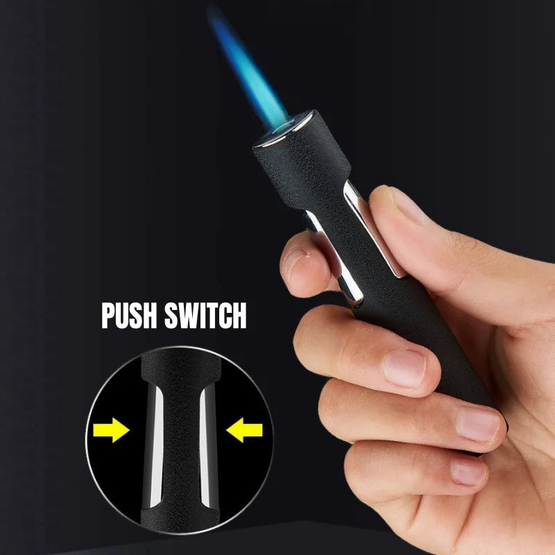 Cool Torch Lighter Windproof Blue Jet Flame Mini Portable Refillable Butane Adjustable Flame Gift for Candles Men's Gift