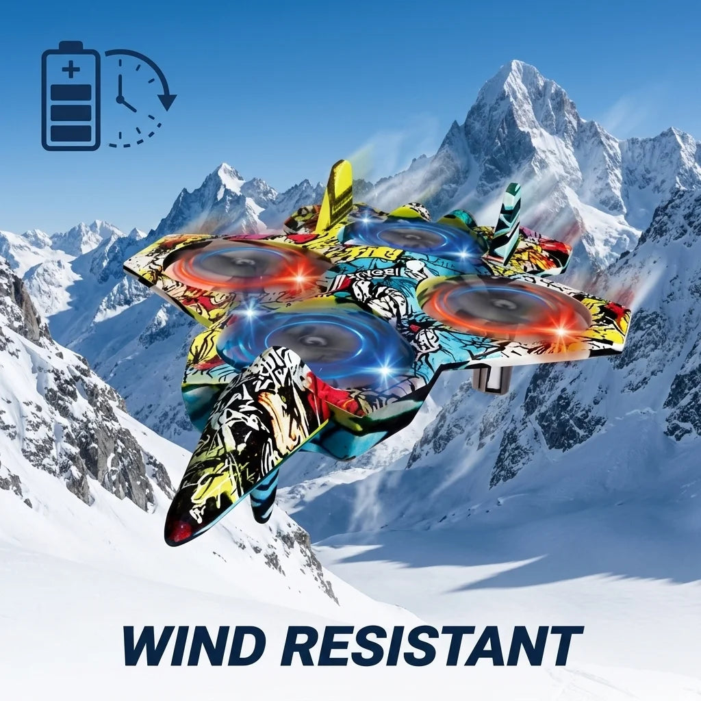 Toy Remote Control Plane One-Touch Takeoff Easy Operation Stable Flight High-Quality Materials Colorful Lights