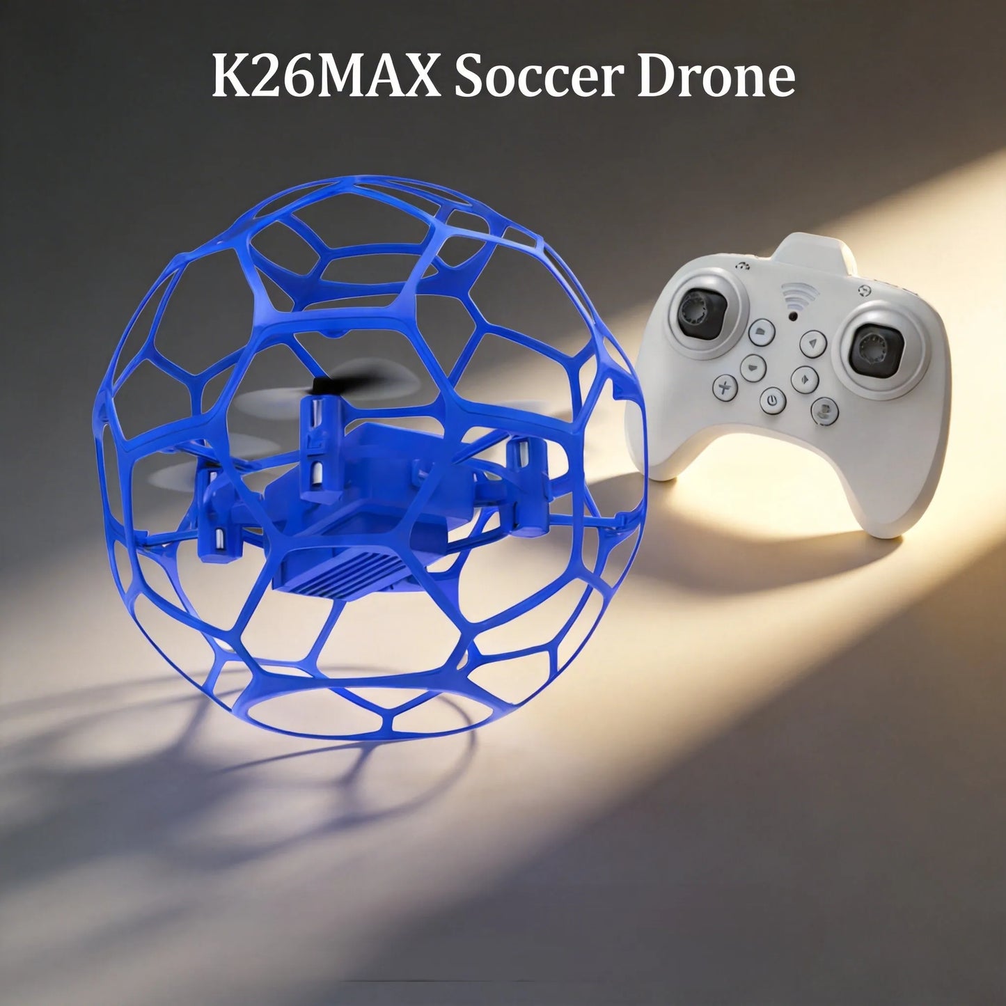 Football remote control drone with spherical protective cover, impact-resistant, drop-resistant, easy to play, tumbling, one-button takeoff, suitable for indoor/outdoor use, a great gift for football events.