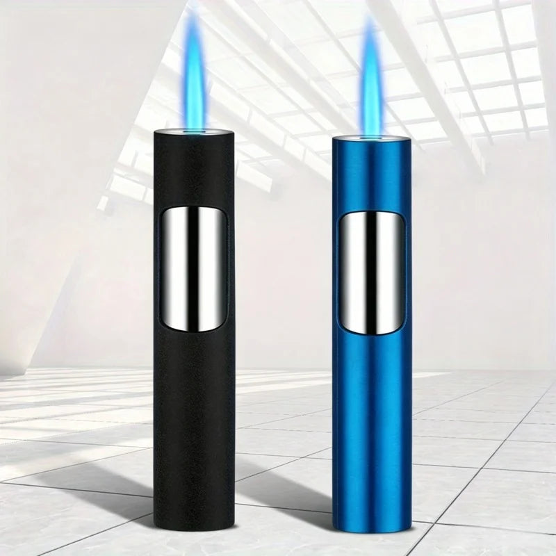 Cool Torch Lighter Windproof Blue Jet Flame Mini Portable Refillable Butane Adjustable Flame Gift for Candles Men's Gift