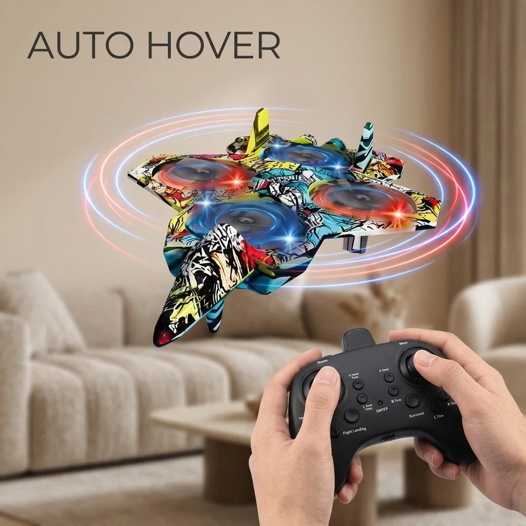 Toy Remote Control Plane One-Touch Takeoff Easy Operation Stable Flight High-Quality Materials Colorful Lights