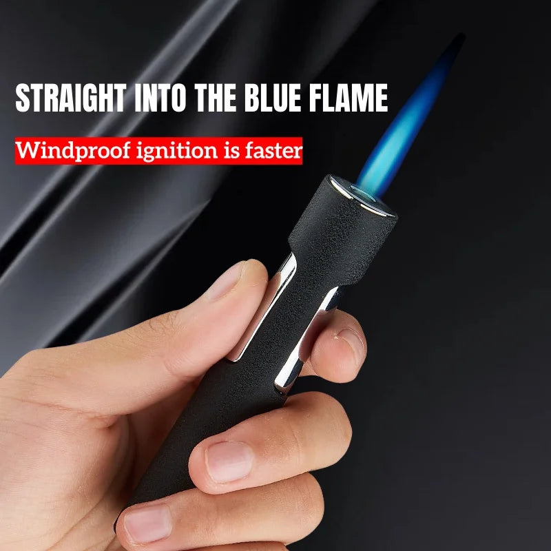 Cool Torch Lighter Windproof Blue Jet Flame Mini Portable Refillable Butane Adjustable Flame Gift for Candles Men's Gift