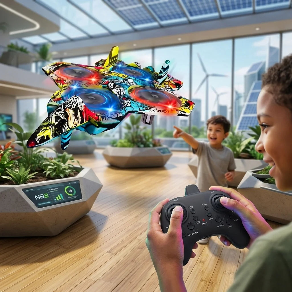 Toy Remote Control Plane One-Touch Takeoff Easy Operation Stable Flight High-Quality Materials Colorful Lights